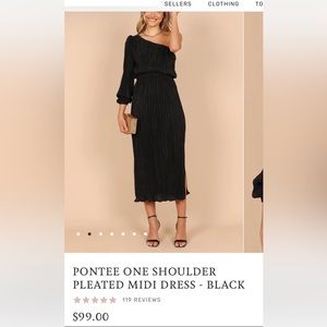 PETAL & PUP - PONTEE ONE SHOULDER PLEATED MIDI DRESS | Large